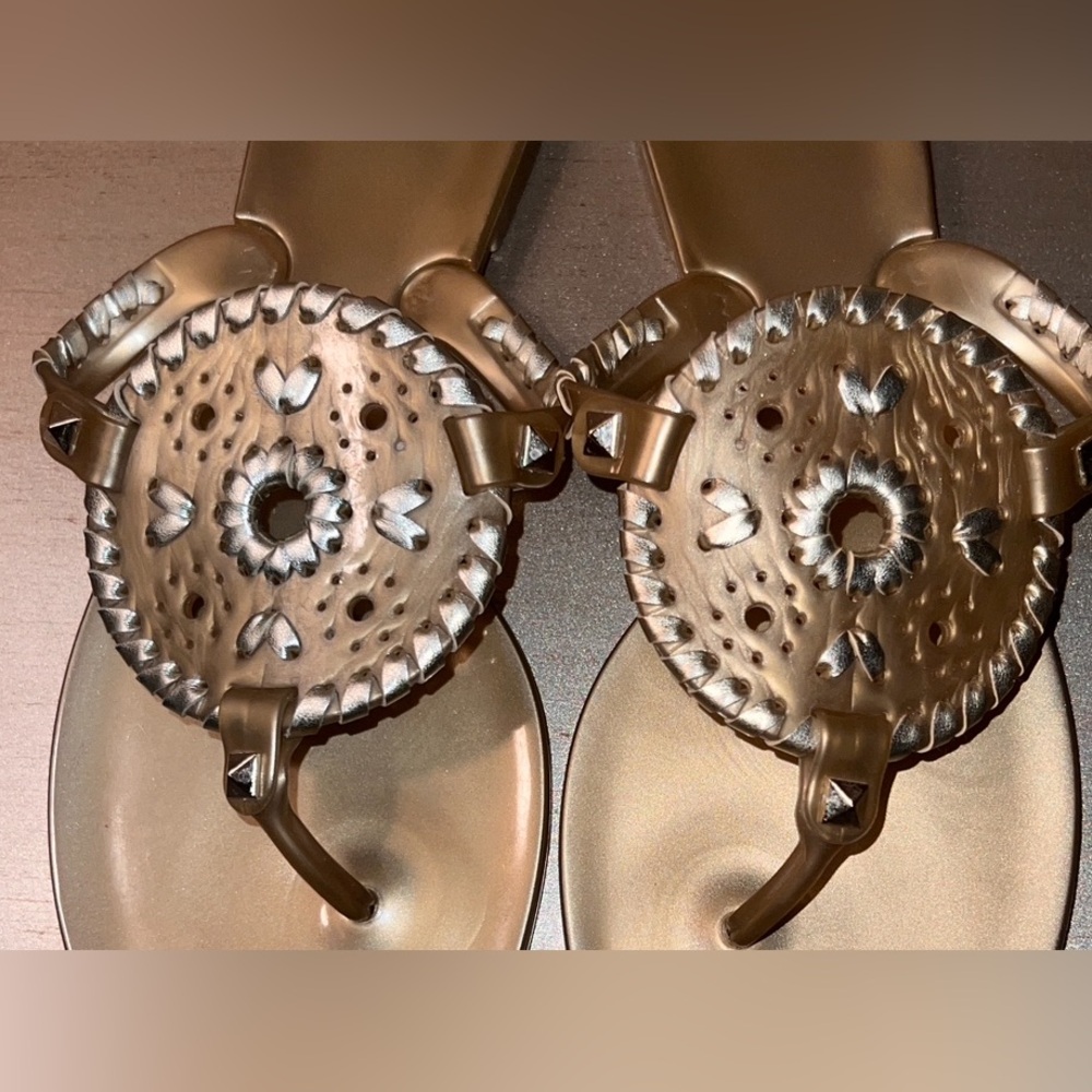 Jack Rogers Georgica Sandals in Gold rubber size 7 - Picture 3 of 5